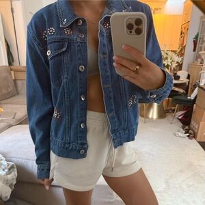 Vintage Agapo Embroidered Blue Denim Jacket Boho